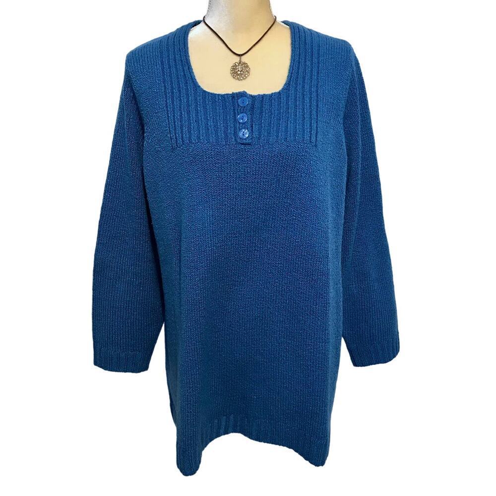 Avenue Square Neck Blue Knit Sweater Women 18/20 (1X)